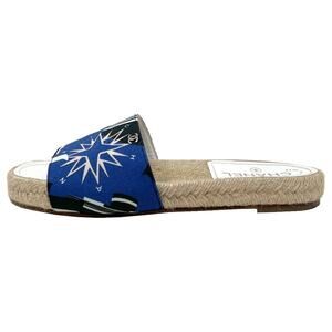 Chanel Cruise Blue Graphic Canvas Espadrille Flat‎ Sandals 38 EU